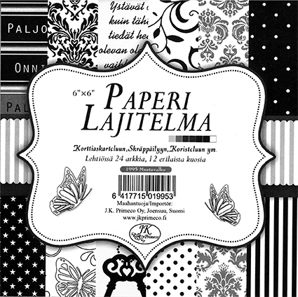 Paperilajitelma 6x6 Mustavalkoinen