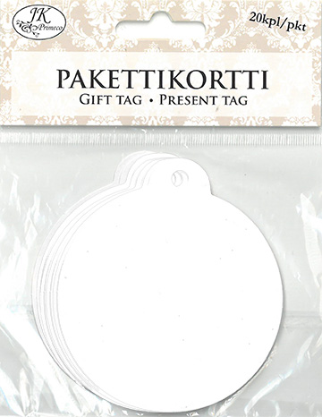 Pakettikortti Joulupallo valkoinen 20kpl