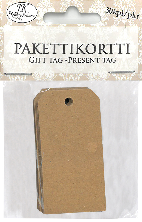 Pakettikortti 3 x 6cm uusioruskea 30kpl