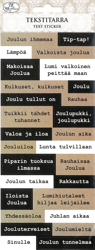 Tekstitarra Joulusanonnat musta-natur