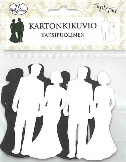 Kartonkikuvio Pari mustavalkoinen 5kpl