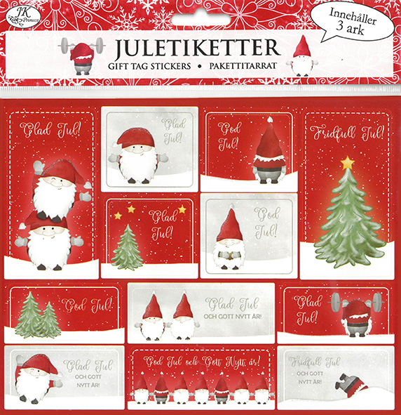 Juletiketter Tomte 3ark