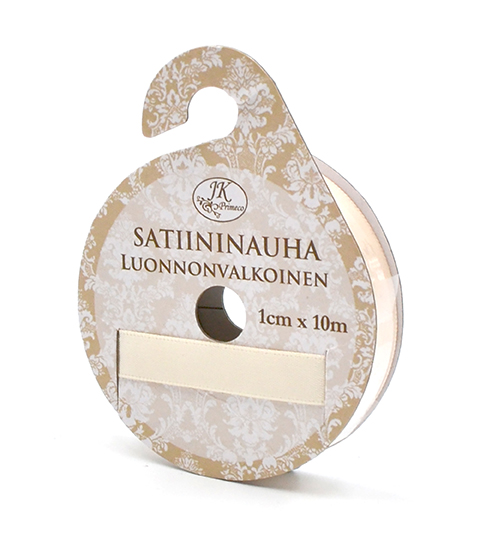 Satiininauha 1cm x 10m luonnonvalkoinen