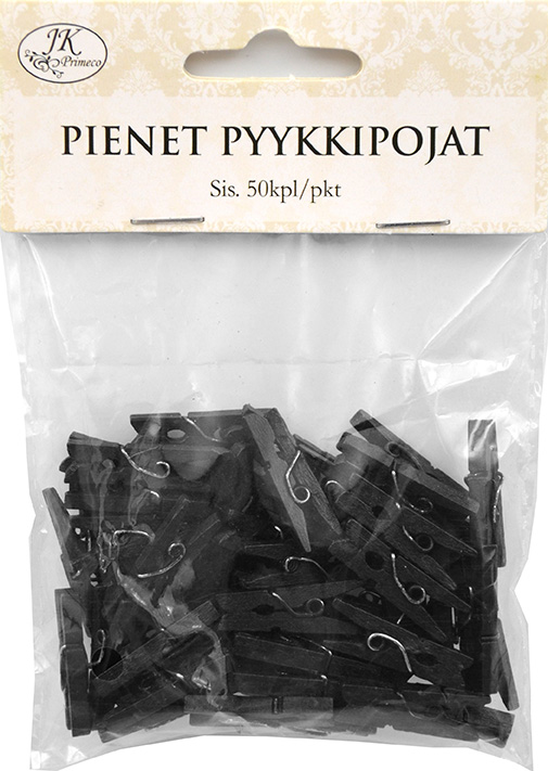 Pienet pyykkipojat musta 50kpl