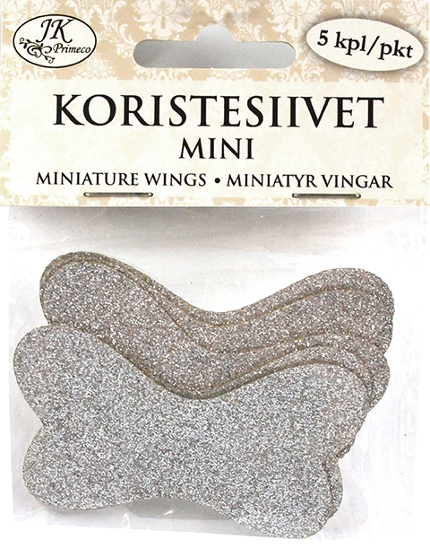 Koristesiivet mini hopea glitter 5kpl