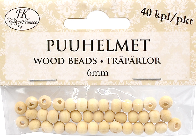 Puuhelmet 6mm natur 40kpl