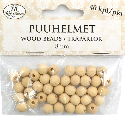 Puuhelmet 8mm natur 40kpl