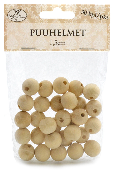 Puuhelmet 1,5cm natur 30kpl