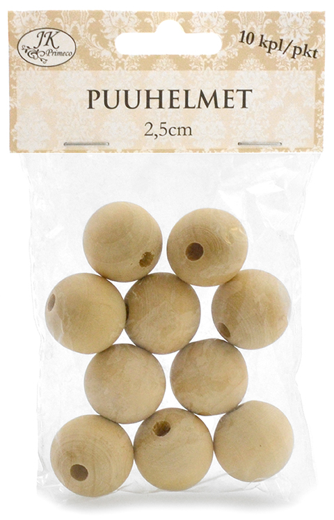 Puuhelmet 2,5cm natur 10kpl