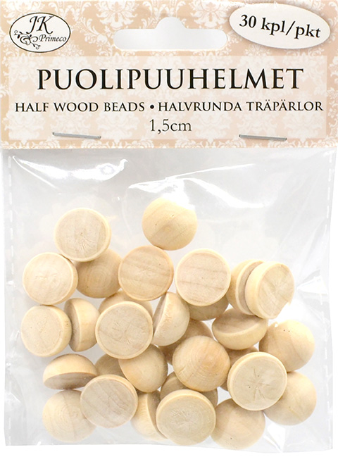 Puolipuuhelmet 1,5cm natur 30kpl