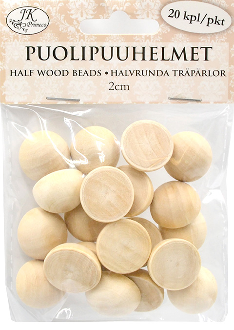 Puolipuuhelmet 2cm natur 20kpl