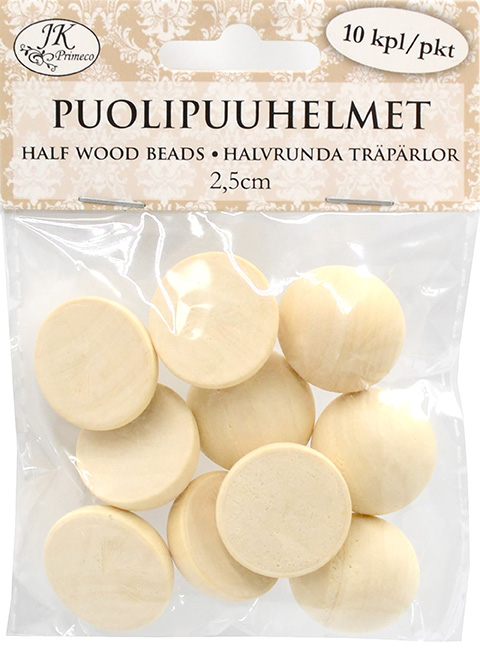 Puolipuuhelmet 2,5cm natur 10kpl