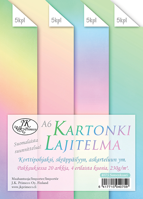 Kartonkilajitelma A6 Sateenkaari 20kpl