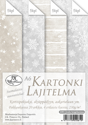 Kartonkilajitelma A6 Joulu beige-harmaa 20ark