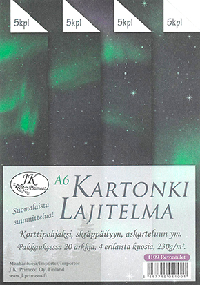 Kartonkilajitelma A6 Revontulet 20ark