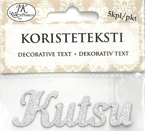 Koristeteksti Kutsu glitter hopea 5kpl