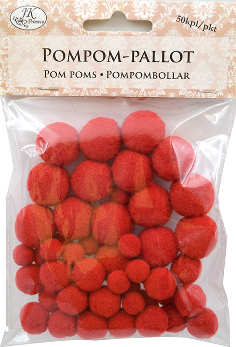 Pompom-pallot punainen 50kpl