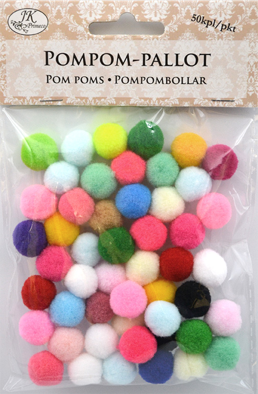 Pompom-pallot värilajitelma 50kpl