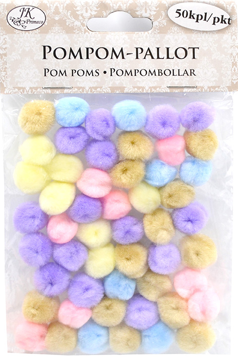 Pompom-pallot pastelli 50kpl