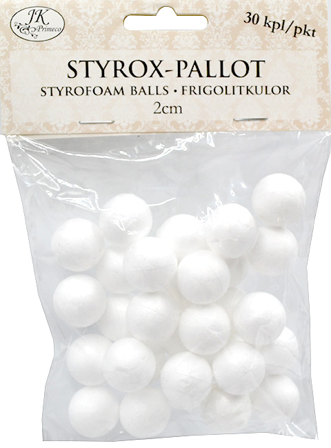 Styrox-pallo 2cm 30kpl