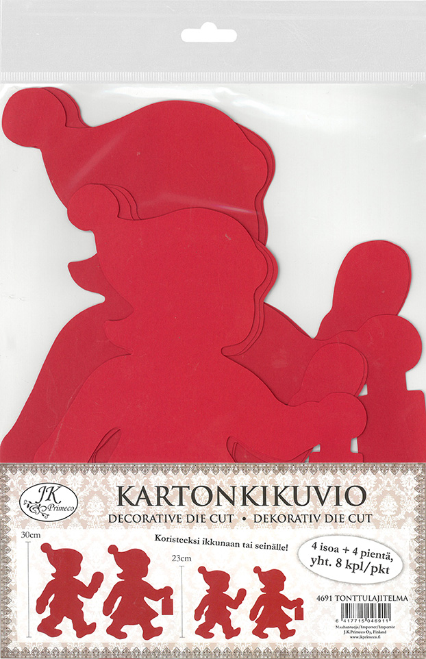 Kartonkikuvio Tonttulajitelma 8kpl