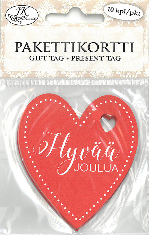 Pakettikortti Sydän punainen 10kpl