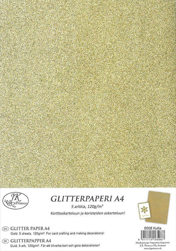 Glitterpaperi A4 kulta 5kpl