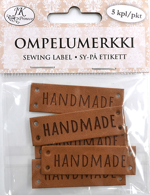 Ompelumerkki Handmade ruskea 5kpl