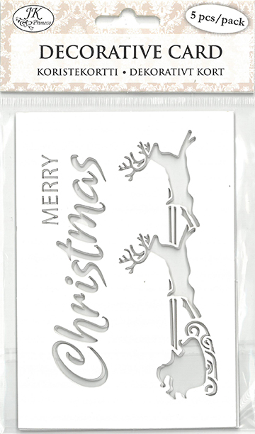 Decorative card Merry Christmas white 5pcs