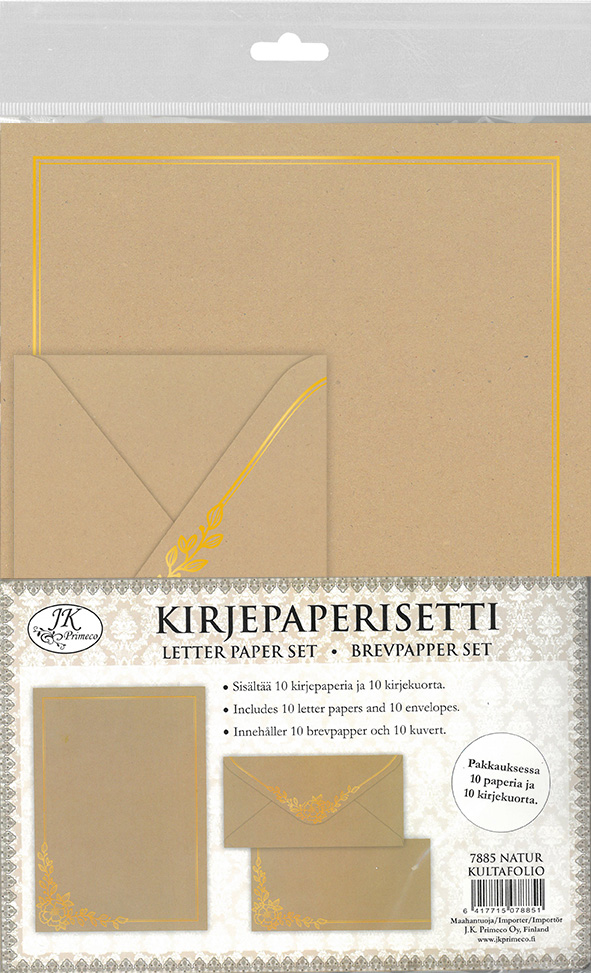 Kirjepaperisetti Natur kultafolio 10kpl+10kpl