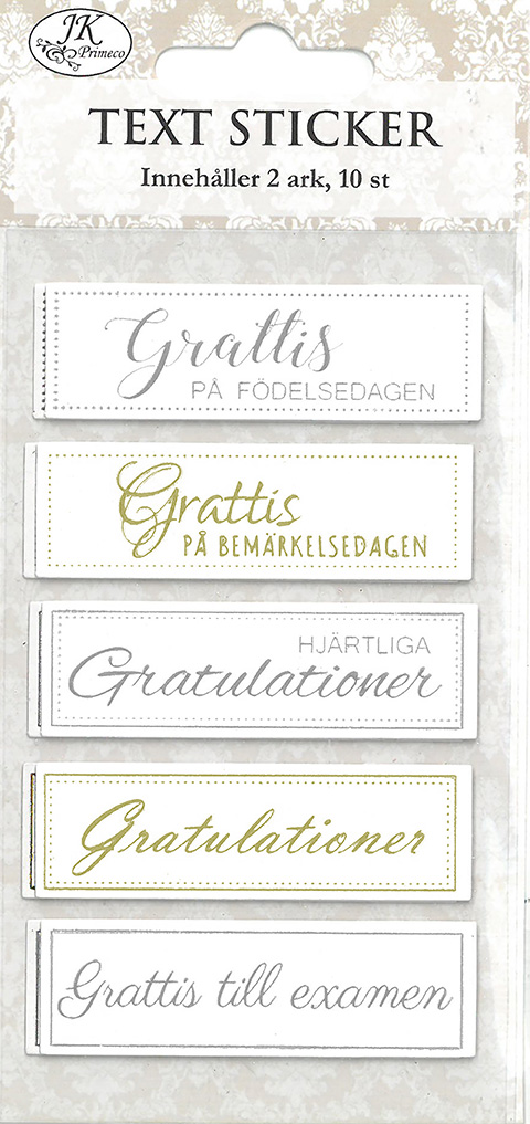 Text sticker Gratulerar guld/silver 2ark