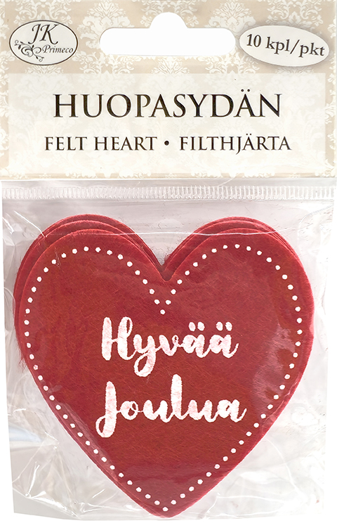 Huopasydän Hyvää joulua punainen 10kpl