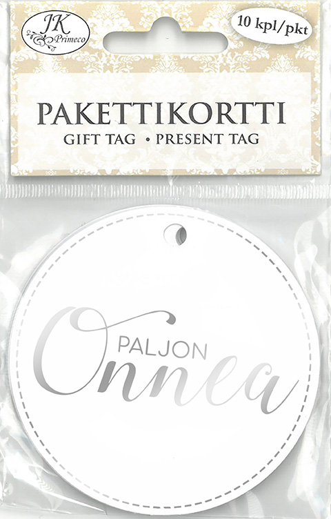 Pakettikortti Paljon onnea hopeafolio 10kpl