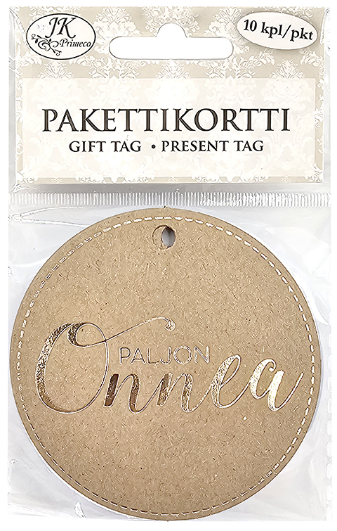 Pakettikortti Paljon onnea kultafolio uusioruskea 10kpl