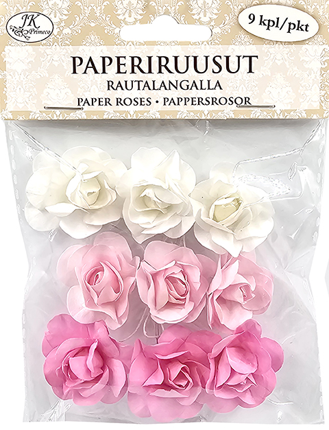 Paperiruusut pinkkilajitelma 9kpl