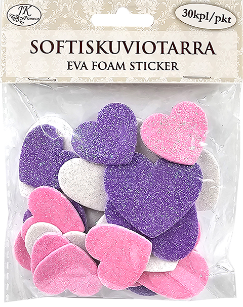 Softiskuviotarra Sydän glitter 30kpl