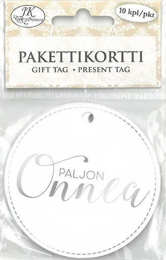 [5195] Pakettikortti Paljon onnea hopeafolio 10kpl