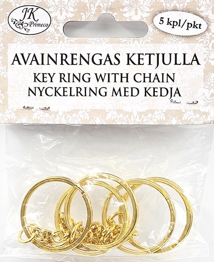 [6862] Avainrengas ketjulla kulta 5kpl