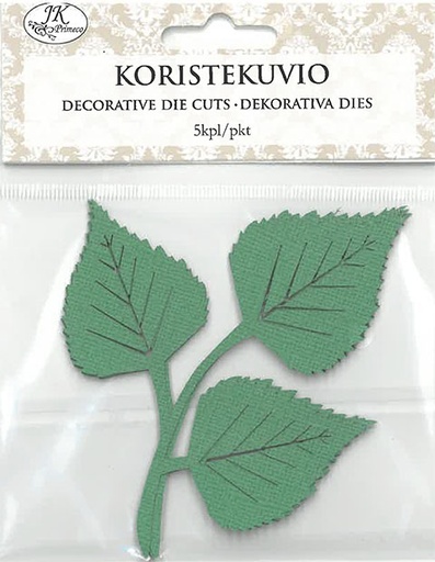 [2874] Koristekuvio Koivunlehdet vihreä 5kpl