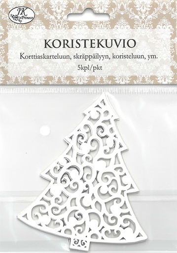 [2893] Koristekuvio Kuusi valkoinen 5kpl