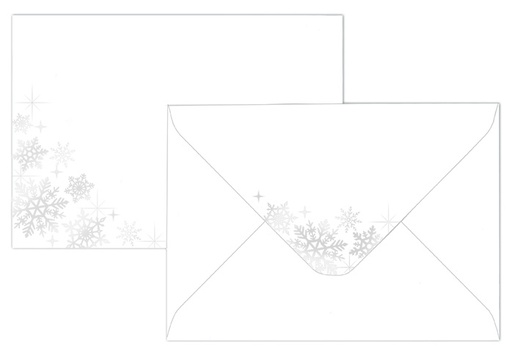 [3122] Foliokirjekuori C6 Lumihiutale hopea valkoinen 10kpl