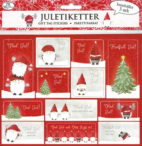 [3294] Juletiketter Tomte 3ark