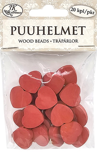 [3968] Puuhelmet 2cm Sydän punainen 20kpl