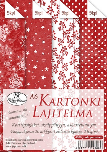 [4088] Kartonkilajitelma A6 Joulu 2 punainen 20ark