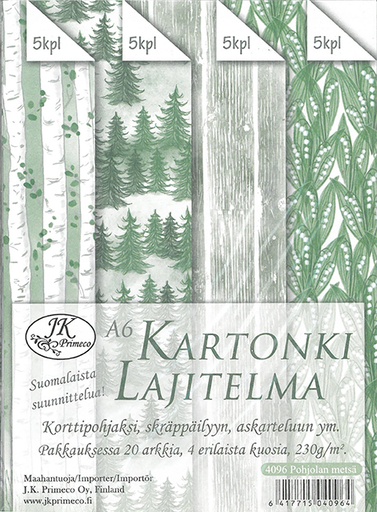 [4096] Kartonkilajitelma A6 Pohjolan metsä 20ark