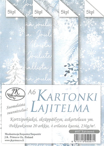 [4097] Kartonkilajitelma A6 Talvimetsä 20ark