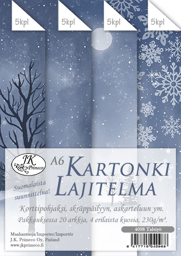 [4098] Kartonkilajitelma A6 Talviyö 20ark