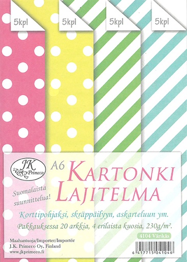 [4104] Kartonkilajitelma A6 Värikäs 20ark