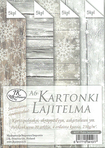 [4107] Kartonkilajitelma A6 Talvi lautaseinä 20ark