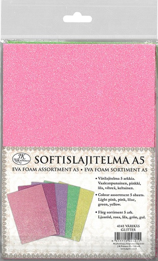 [4141] Softislajitelma A5 Värikäs glitter 5ark